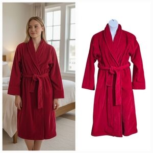 Vintage Y2K Victoria's Secret Robe Heavy  Red Corduroy Terry Cloth Size M / L